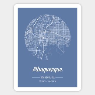 City map in blue: Albuquerque New Mexico, USA with retro vintage flair Sticker